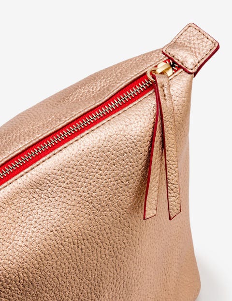 Large Leather Washbag - Rose Gold Metallic Large Leather Washbag - Rose Gold Metallic