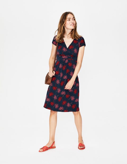 Casual Jersey Dress - Navy Holiday Palm Casual Jersey Dress - Navy Holiday Palm