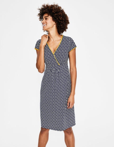 Casual Jersey Dress - Navy Graphic Geo Casual Jersey Dress - Navy Graphic Geo