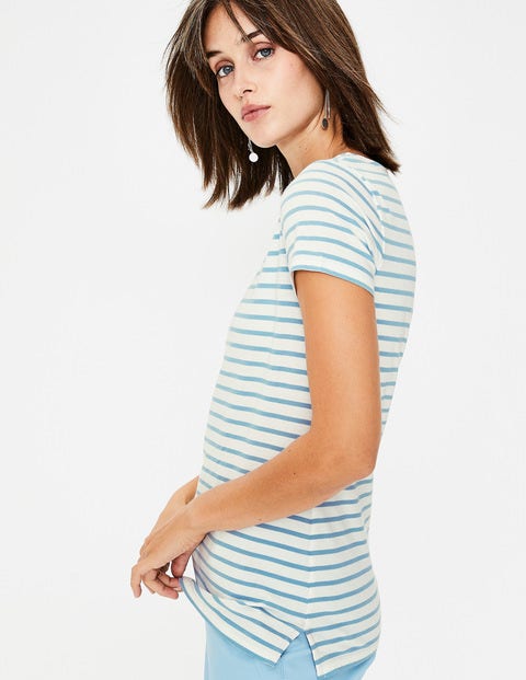 Short Sleeve Breton - Ivory/Heron Blue Short Sleeve Breton - Ivory/Heron Blue