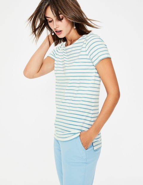 Short Sleeve Breton - Ivory/Heron Blue Short Sleeve Breton - Ivory/Heron Blue