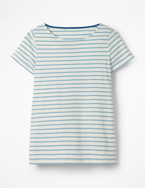 Short Sleeve Breton - Ivory/Heron Blue Short Sleeve Breton - Ivory/Heron Blue