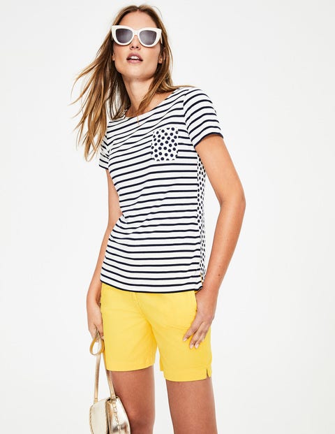 Short Sleeve Breton - Ivory/Navy Pocket Spot Short Sleeve Breton - Ivory/Navy Pocket Spot
