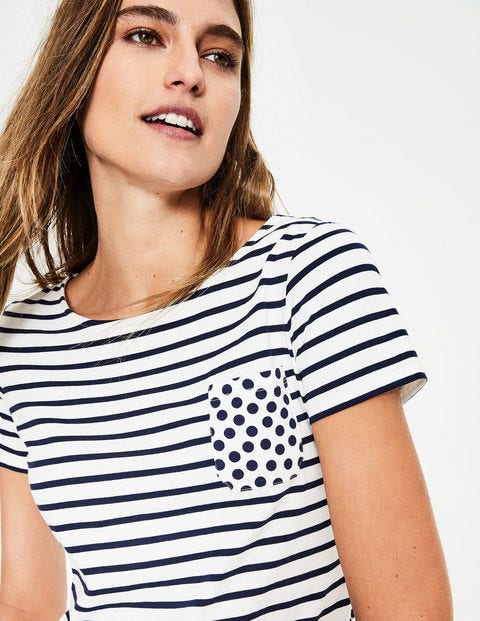 Short Sleeve Breton - Ivory/Navy Pocket Spot Short Sleeve Breton - Ivory/Navy Pocket Spot