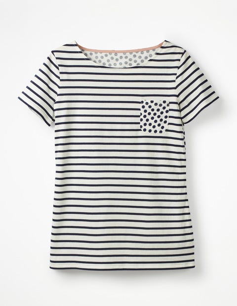Short Sleeve Breton - Ivory/Navy Pocket Spot Short Sleeve Breton - Ivory/Navy Pocket Spot