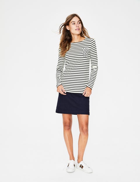 Long Sleeve Breton - Ivory/Navy Pocket Spot Long Sleeve Breton - Ivory/Navy Pocket Spot