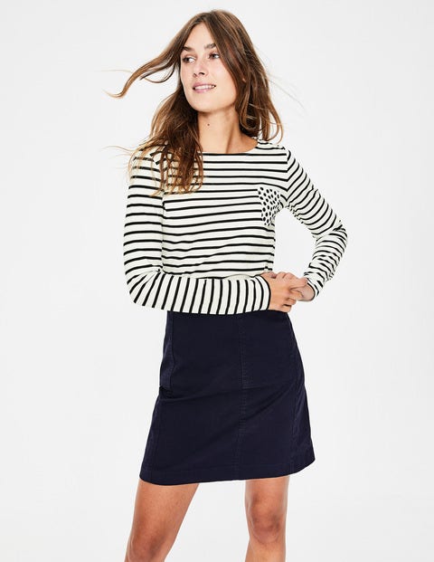 Long Sleeve Breton - Ivory/Navy Pocket Spot Long Sleeve Breton - Ivory/Navy Pocket Spot