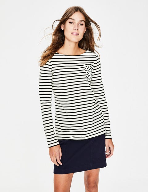 Long Sleeve Breton - Ivory/Navy Pocket Spot Long Sleeve Breton - Ivory/Navy Pocket Spot