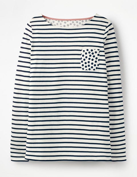 Long Sleeve Breton - Ivory/Navy Pocket Spot Long Sleeve Breton - Ivory/Navy Pocket Spot