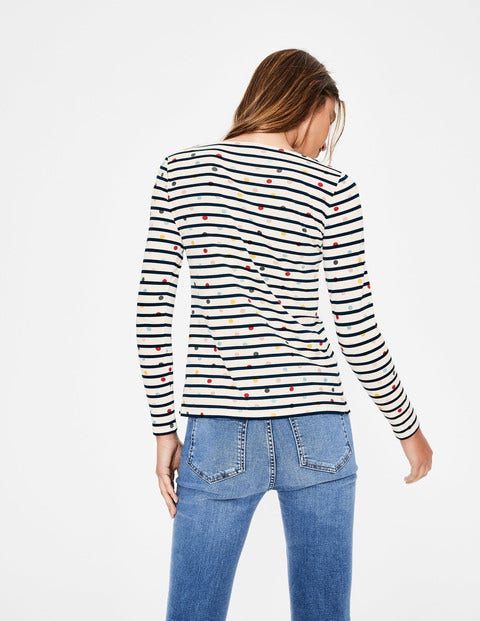 Long Sleeve Breton - Ivory/Navy Multi Dot Long Sleeve Breton - Ivory/Navy Multi Dot