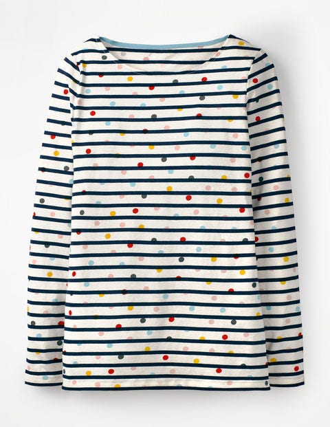 Long Sleeve Breton - Ivory/Navy Multi Dot Long Sleeve Breton - Ivory/Navy Multi Dot