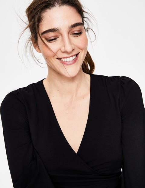 Elodie Jersey Wrap Top - Black Elodie Jersey Wrap Top - Black