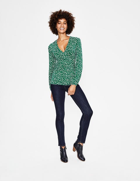 Elodie Jersey Wrap Top - Forest Crocus Flower Elodie Jersey Wrap Top - Forest Crocus Flower