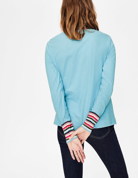 Striped Cuff Tee - Heron Blue Multi Stripe Striped Cuff Tee - Heron Blue Multi Stripe