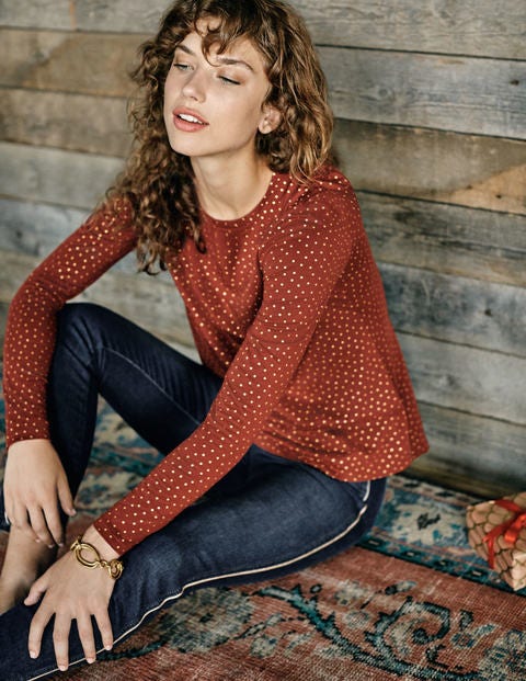 Sabrina Swing Top - Conker Glitter Spot Sabrina Swing Top - Conker Glitter Spot
