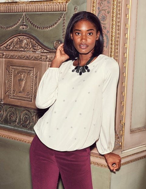 Tori Embroidered Top - Ivory/Silver Tori Embroidered Top - Ivory/Silver
