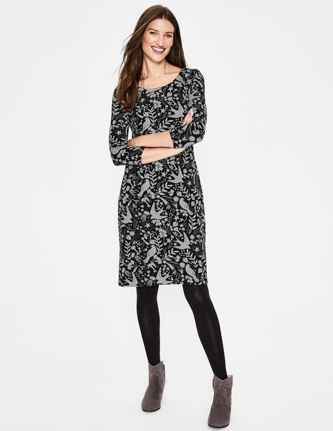 Winifred Jersey Jacquard Dress - Black Mystic Woodland Winifred Jersey Jacquard Dress - Black Mystic Woodland