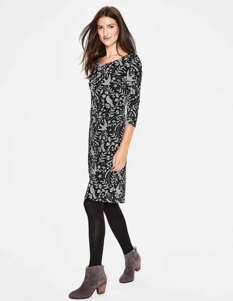 Winifred Jersey Jacquard Dress - Black Mystic Woodland Winifred Jersey Jacquard Dress - Black Mystic Woodland
