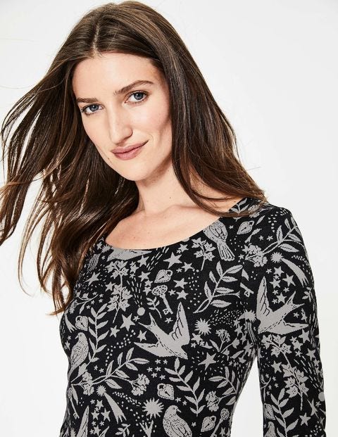 Winifred Jersey Jacquard Dress - Black Mystic Woodland Winifred Jersey Jacquard Dress - Black Mystic Woodland