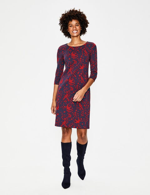 Winifred Jersey Jacquard Dress - Navy Mystic Woodland Winifred Jersey Jacquard Dress - Navy Mystic Woodland