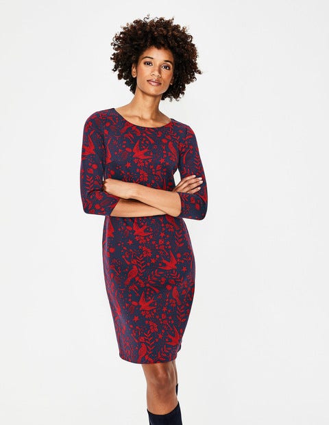 Winifred Jersey Jacquard Dress - Navy Mystic Woodland Winifred Jersey Jacquard Dress - Navy Mystic Woodland