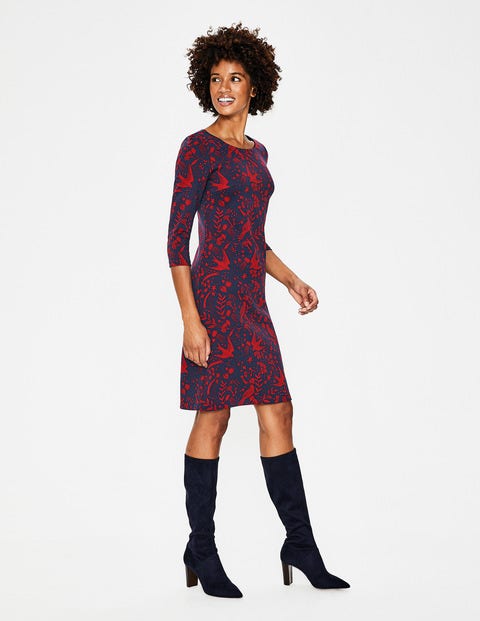 Winifred Jersey Jacquard Dress - Navy Mystic Woodland Winifred Jersey Jacquard Dress - Navy Mystic Woodland