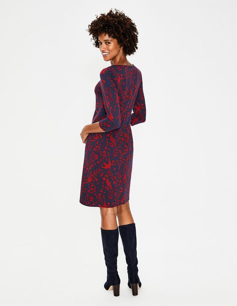 Winifred Jersey Jacquard Dress - Navy Mystic Woodland Winifred Jersey Jacquard Dress - Navy Mystic Woodland
