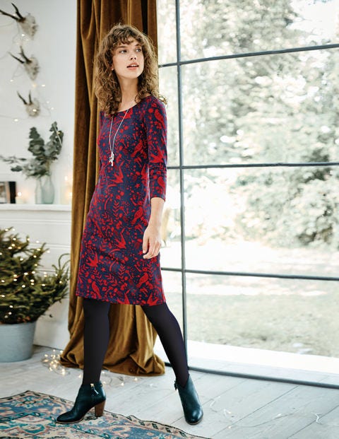 Winifred Jersey Jacquard Dress - Navy Mystic Woodland Winifred Jersey Jacquard Dress - Navy Mystic Woodland