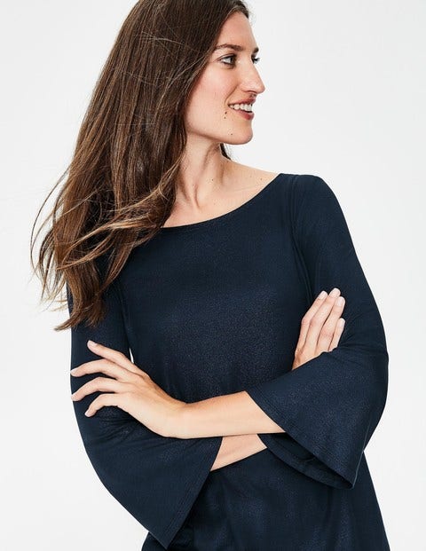 Tess Metallic Jersey Top - Navy Metallic Tess Metallic Jersey Top - Navy Metallic