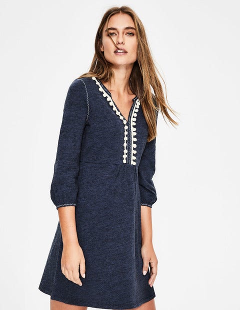 Carina Jersey Tunic - Blue Marl/Ivory Trim Carina Jersey Tunic - Blue Marl/Ivory Trim