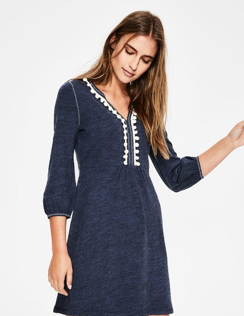 Carina Jersey Tunic - Blue Marl/Ivory Trim Carina Jersey Tunic - Blue Marl/Ivory Trim