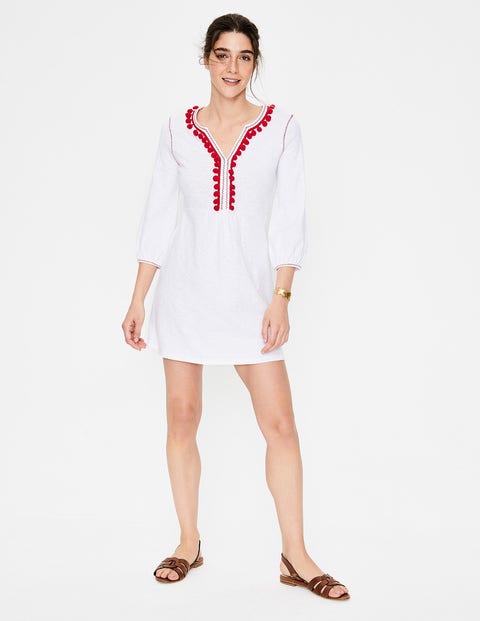 Carina Jersey Tunic - White/Red Pop Trim Carina Jersey Tunic - White/Red Pop Trim