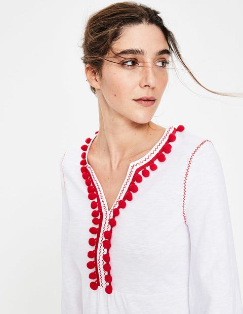 Carina Jersey Tunic - White/Red Pop Trim Carina Jersey Tunic - White/Red Pop Trim