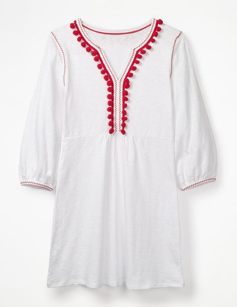 Carina Jersey Tunic - White/Red Pop Trim Carina Jersey Tunic - White/Red Pop Trim