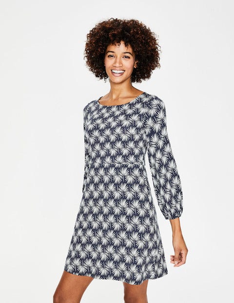 Lucie Jersey Tunic - Navy Holiday Palm Lucie Jersey Tunic - Navy Holiday Palm