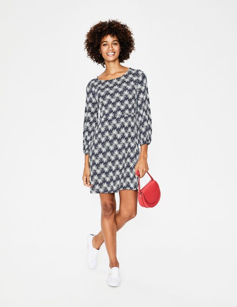 Lucie Jersey Tunic - Navy Holiday Palm Lucie Jersey Tunic - Navy Holiday Palm