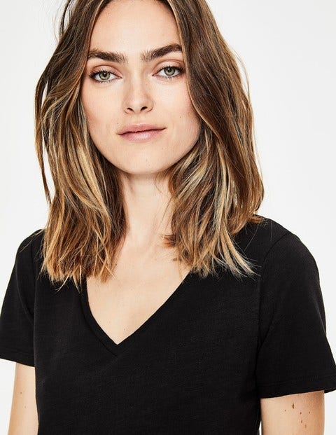 The Cotton V-Neck Tee - Black The Cotton V-Neck Tee - Black