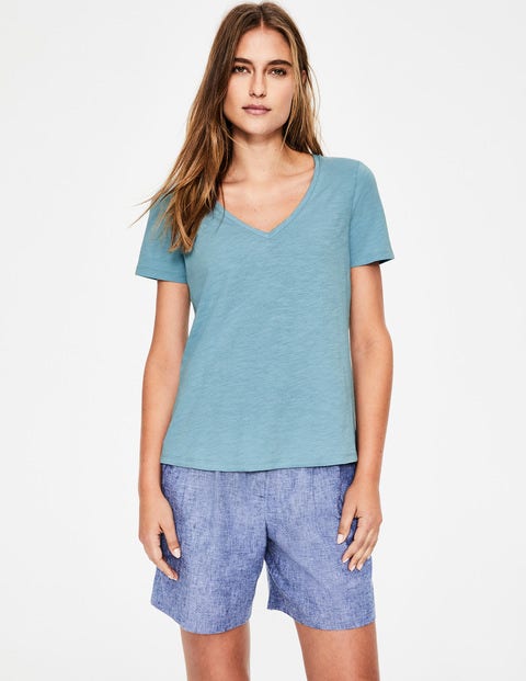 The Cotton V-Neck Tee - Heron Blue The Cotton V-Neck Tee - Heron Blue