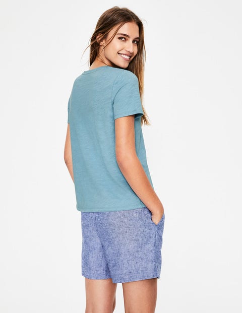 The Cotton V-Neck Tee - Heron Blue The Cotton V-Neck Tee - Heron Blue