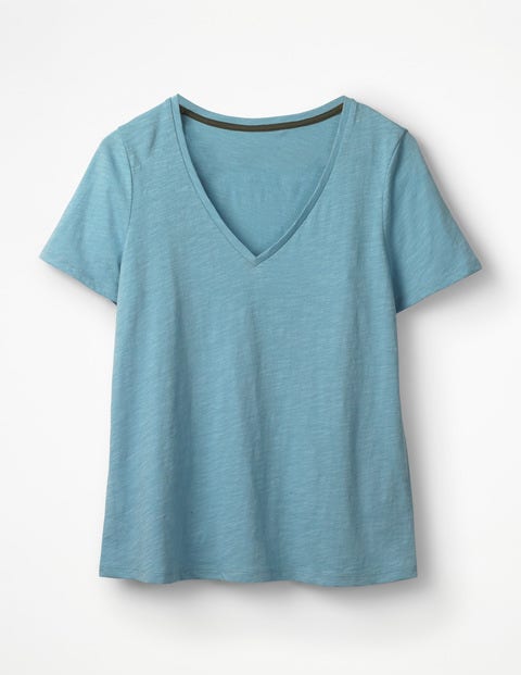 The Cotton V-Neck Tee - Heron Blue The Cotton V-Neck Tee - Heron Blue
