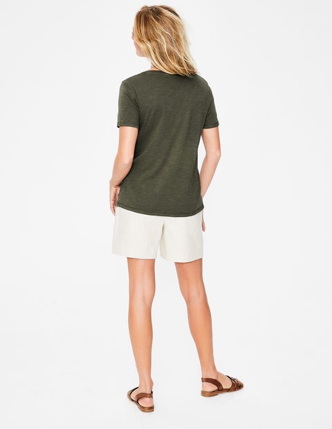 The Cotton V-Neck Tee - Khaki The Cotton V-Neck Tee - Khaki