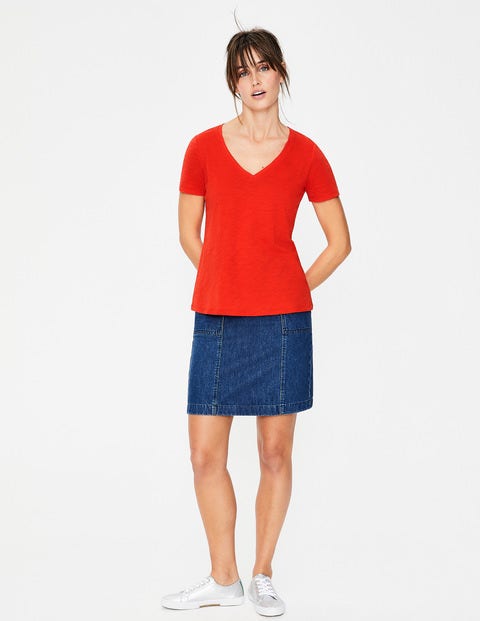 The Cotton V-Neck Tee - Red Pop The Cotton V-Neck Tee - Red Pop
