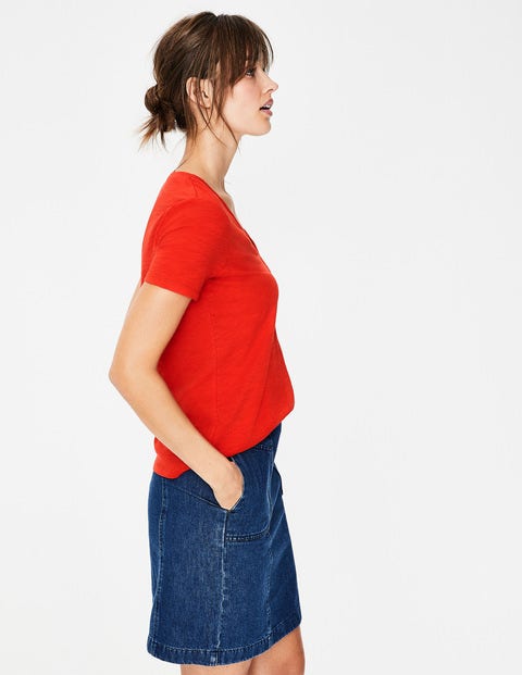 The Cotton V-Neck Tee - Red Pop The Cotton V-Neck Tee - Red Pop