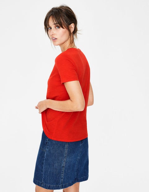 The Cotton V-Neck Tee - Red Pop The Cotton V-Neck Tee - Red Pop