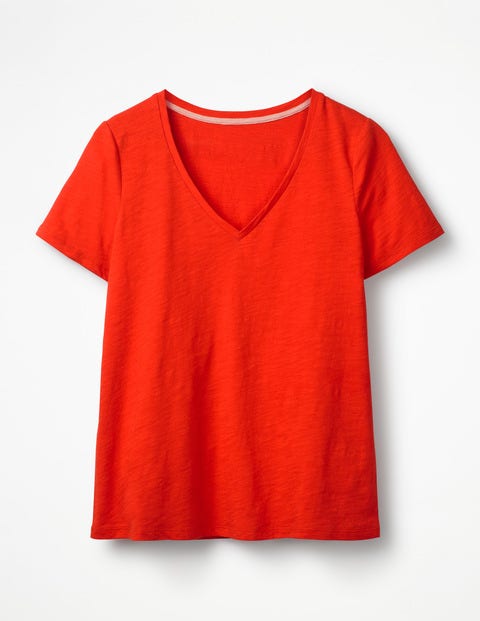 The Cotton V-Neck Tee - Red Pop The Cotton V-Neck Tee - Red Pop