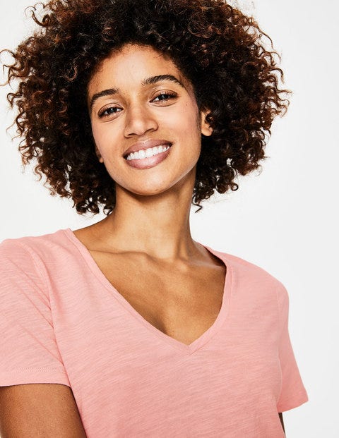 The Cotton V-Neck Tee - Chalky Pink The Cotton V-Neck Tee - Chalky Pink