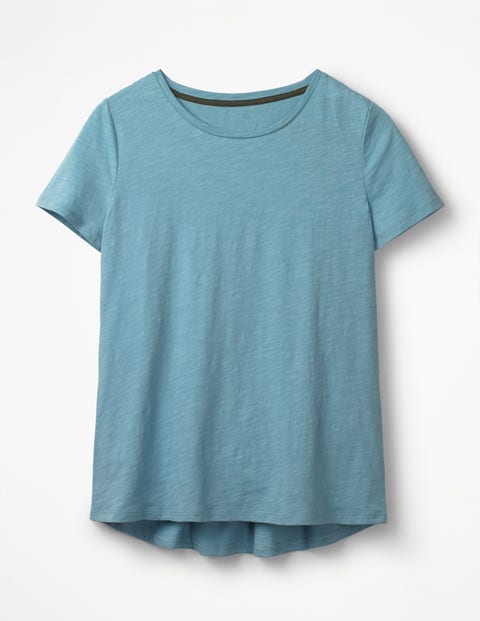 Das Baumwoll-T-Shirt Mit Rückendetail - Fischreiherblau Das Baumwoll-T-Shirt Mit Rückendetail - Fischreiherblau