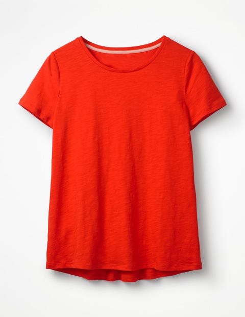 Das Baumwoll-T-Shirt Mit Rückendetail - Knalliges Rot Das Baumwoll-T-Shirt Mit Rückendetail - Knalliges Rot