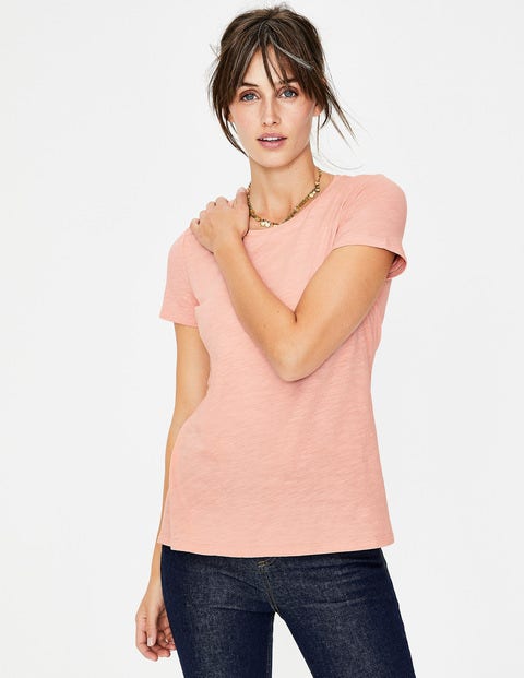 Das Baumwoll-T-Shirt Mit Rückendetail - Kreiderosa Das Baumwoll-T-Shirt Mit Rückendetail - Kreiderosa