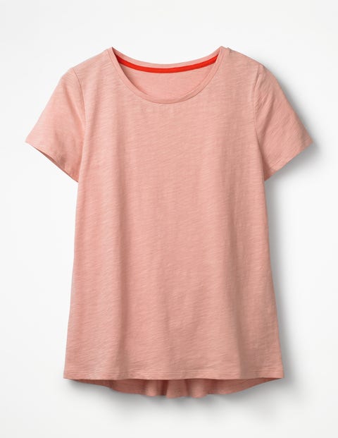 Das Baumwoll-T-Shirt Mit Rückendetail - Kreiderosa Das Baumwoll-T-Shirt Mit Rückendetail - Kreiderosa